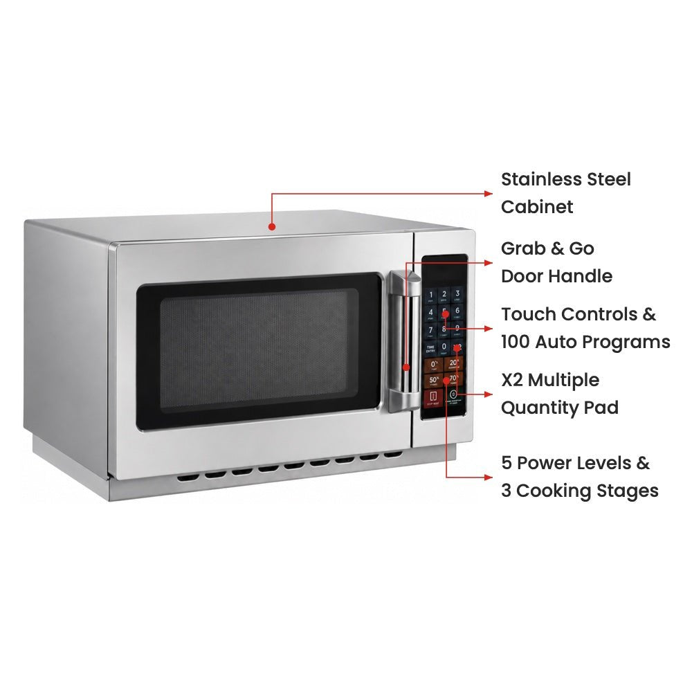 Benchstar Stainless Steel Commercial Microwave Oven 34L - MD-1400 - Commercial Kitchen Appliances