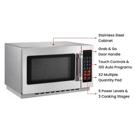 Benchstar Stainless Steel Commercial Microwave Oven 34L - MD-1400 - Commercial Kitchen Appliances