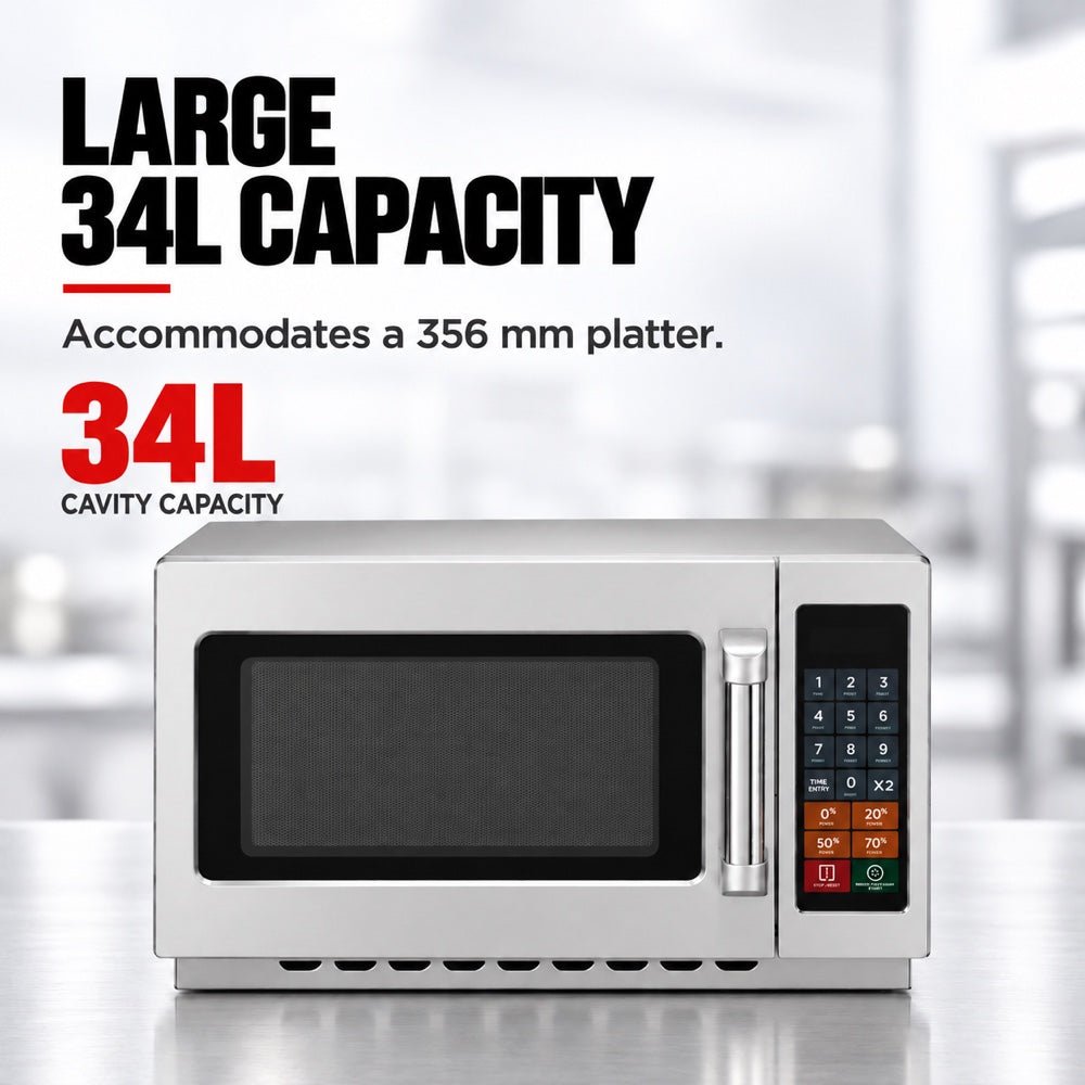 Benchstar Stainless Steel Commercial Microwave Oven 34L - MD-1400 - Commercial Kitchen Appliances