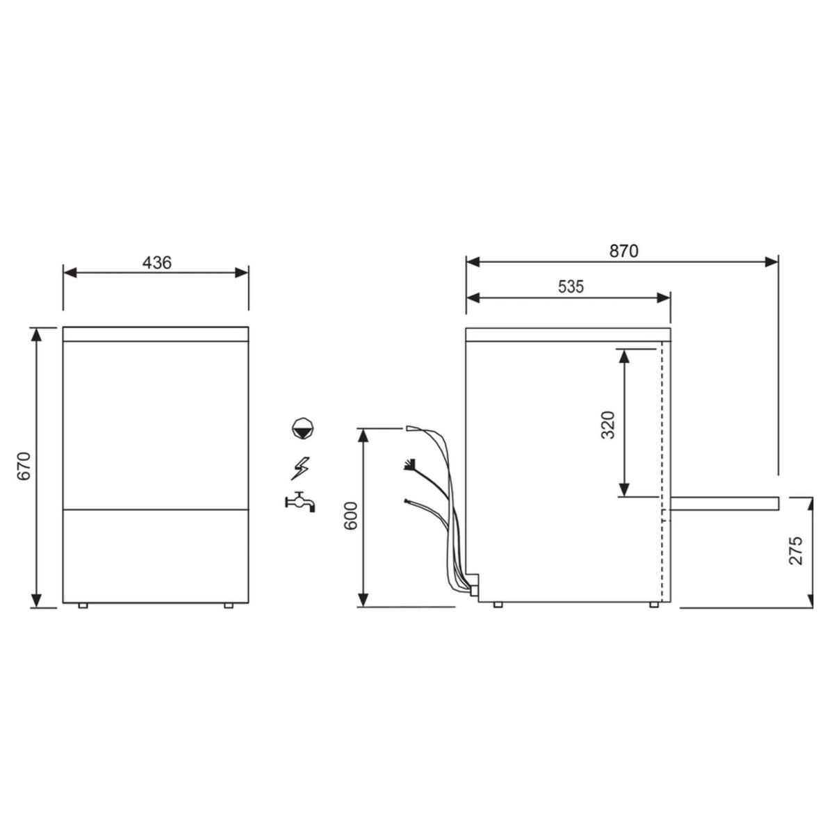Blastwash AT40U glasswasher — door open showing 400×400mm wash rack