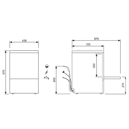 Blastwash AT40U glasswasher — door open showing 400×400mm wash rack