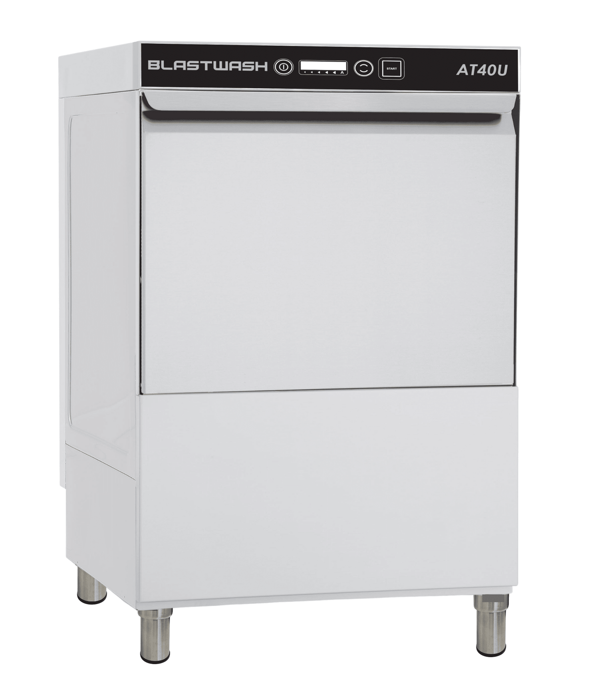 Blastwash AT40U commercial underbench glasswasher — front view in stainless steel