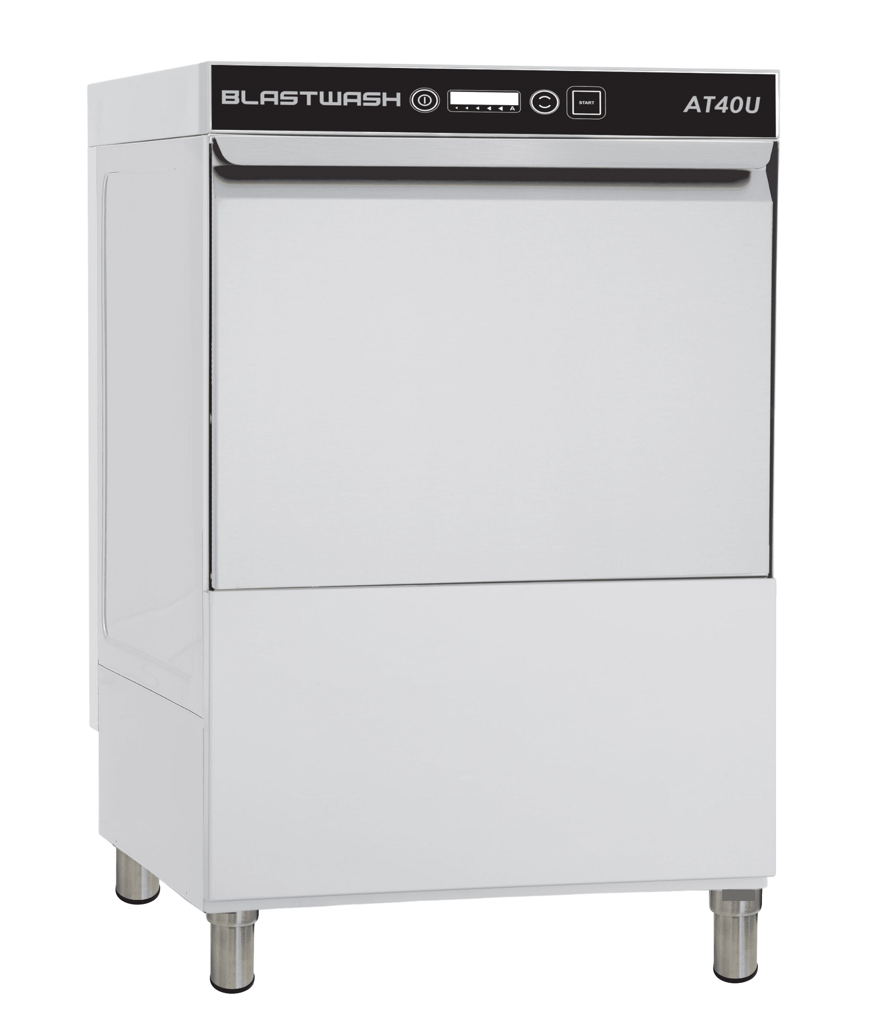 Blastwash AT40U commercial underbench glasswasher — front view in stainless steel