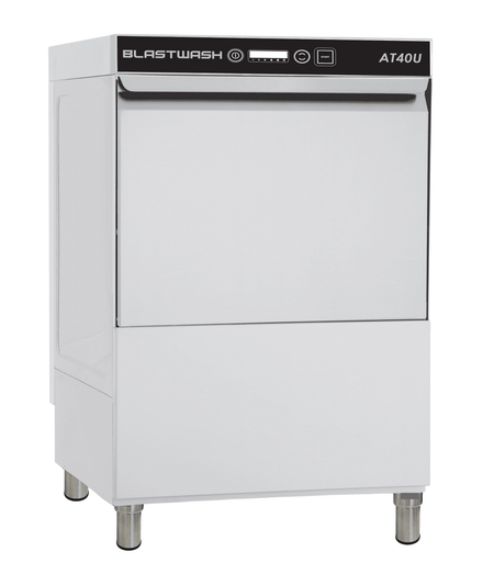 Blastwash AT40U commercial underbench glasswasher — front view in stainless steel