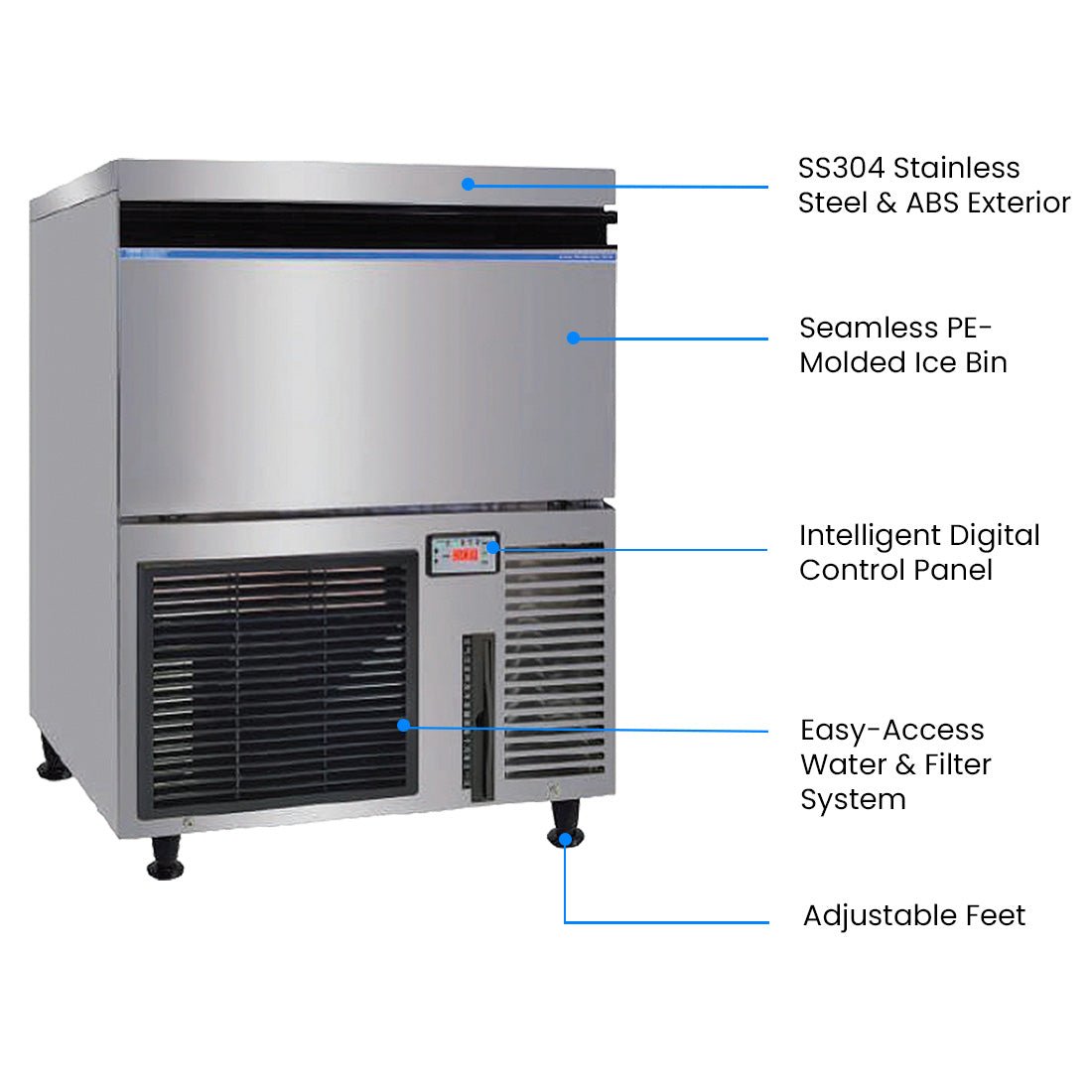 Blizzard Premium Under - Counter Ice Maker Large Cube Ice – SN - 200P - Commercial Kitchen Appliances