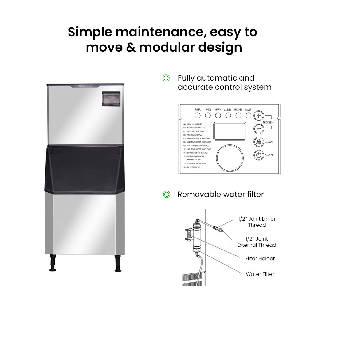 Blizzard SN-280C Professional Crescent Ice Maker 280kg/24h - Commercial Kitchen Appliances