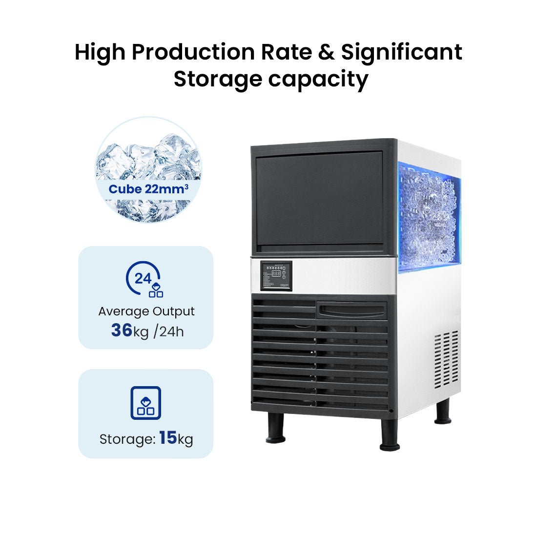 Blizzard Under Bench Cube Ice Maker 36kg/24Hr Air Cooled SN - 80P - Commercial Kitchen Appliances