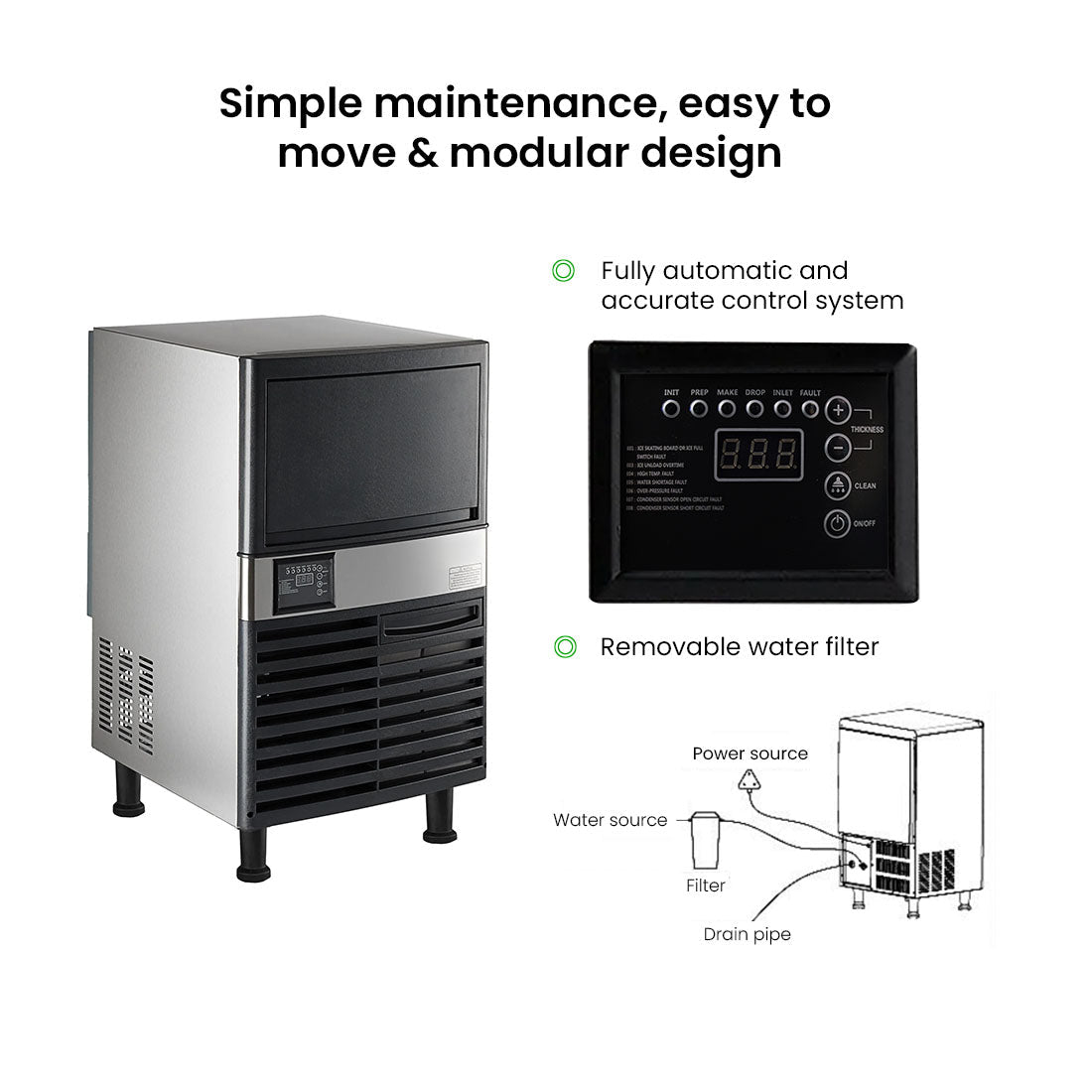 Blizzard Under Bench Cube Ice Maker Air Cooled 55kg/24Hr SN - 120P - Commercial Kitchen Appliances