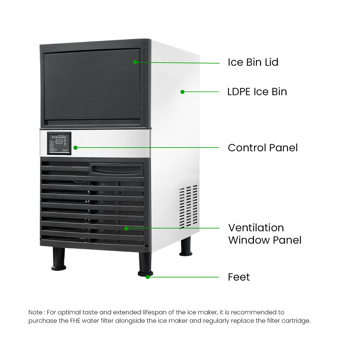 Blizzard Under Bench Cube Ice Maker Air Cooled 55kg/24Hr SN - 120P - Commercial Kitchen Appliances