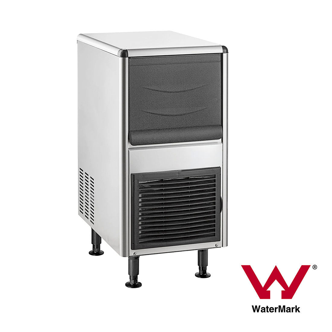 Blizzard SN-25C underbench bullet ice maker — front view in stainless steel