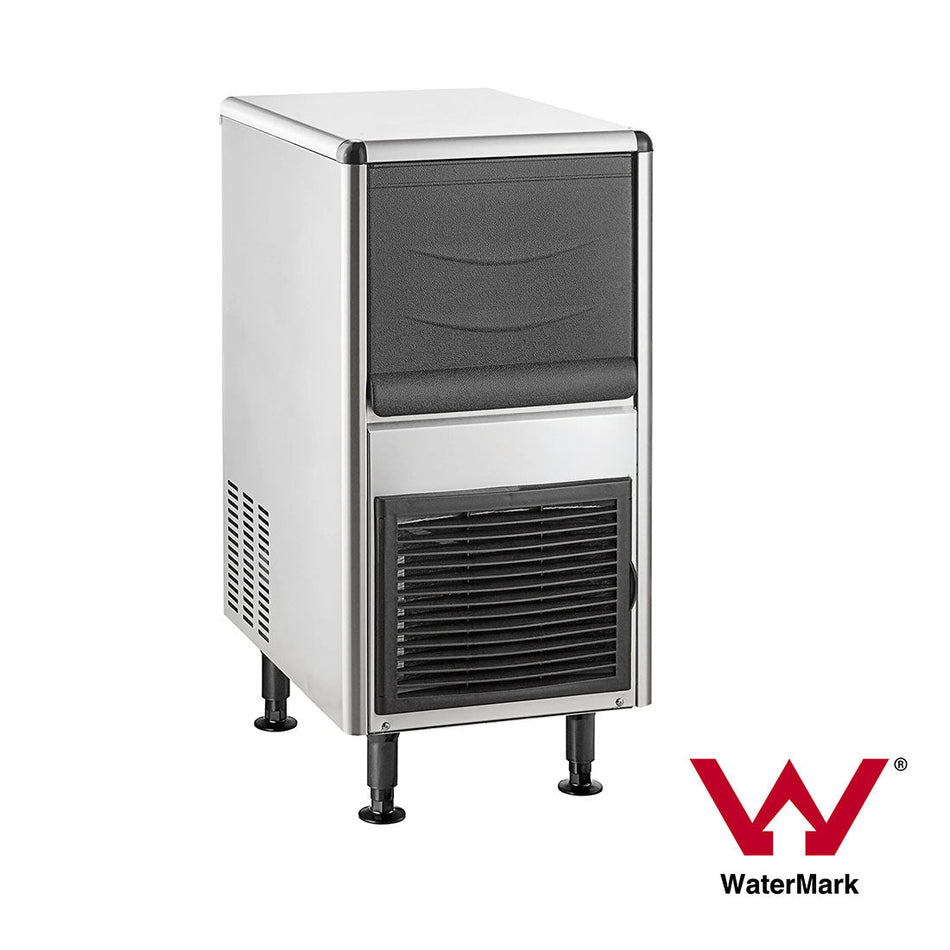 Blizzard SN-25C underbench bullet ice maker — front view in stainless steel