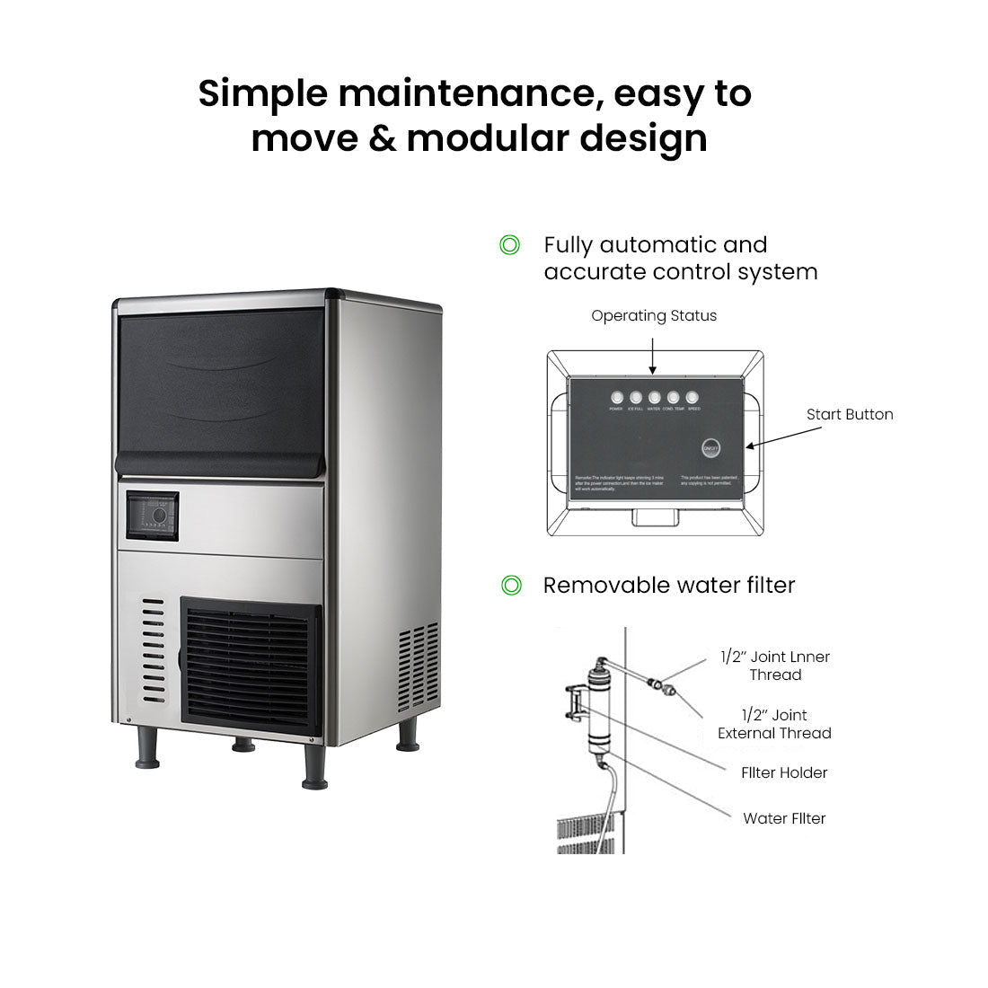 Blizzard Underbench Granular Ice Maker 60Kg SN - 068F - Commercial Kitchen Appliances