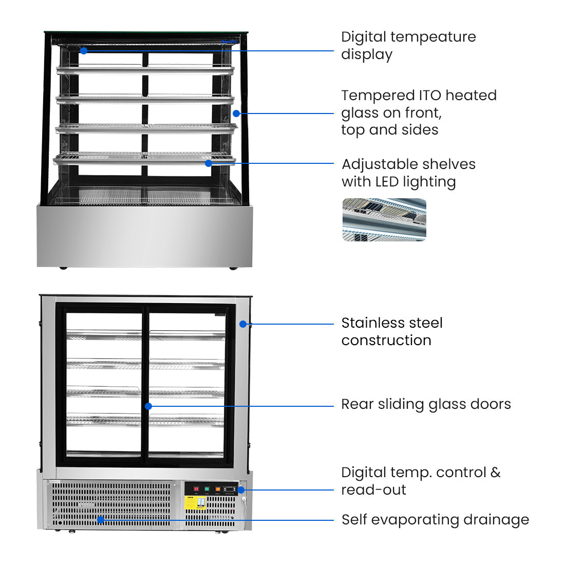 Bonvue 570L Deluxe Chilled Cake Display Cabinet Fridge SLP840C - Commercial Kitchen Appliances