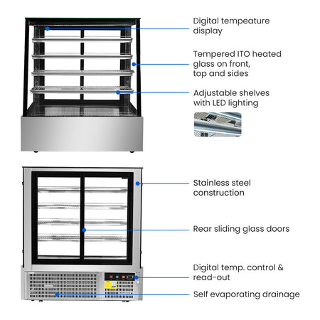 Bonvue 570L Deluxe Chilled Cake Display Cabinet Fridge SLP840C - Commercial Kitchen Appliances