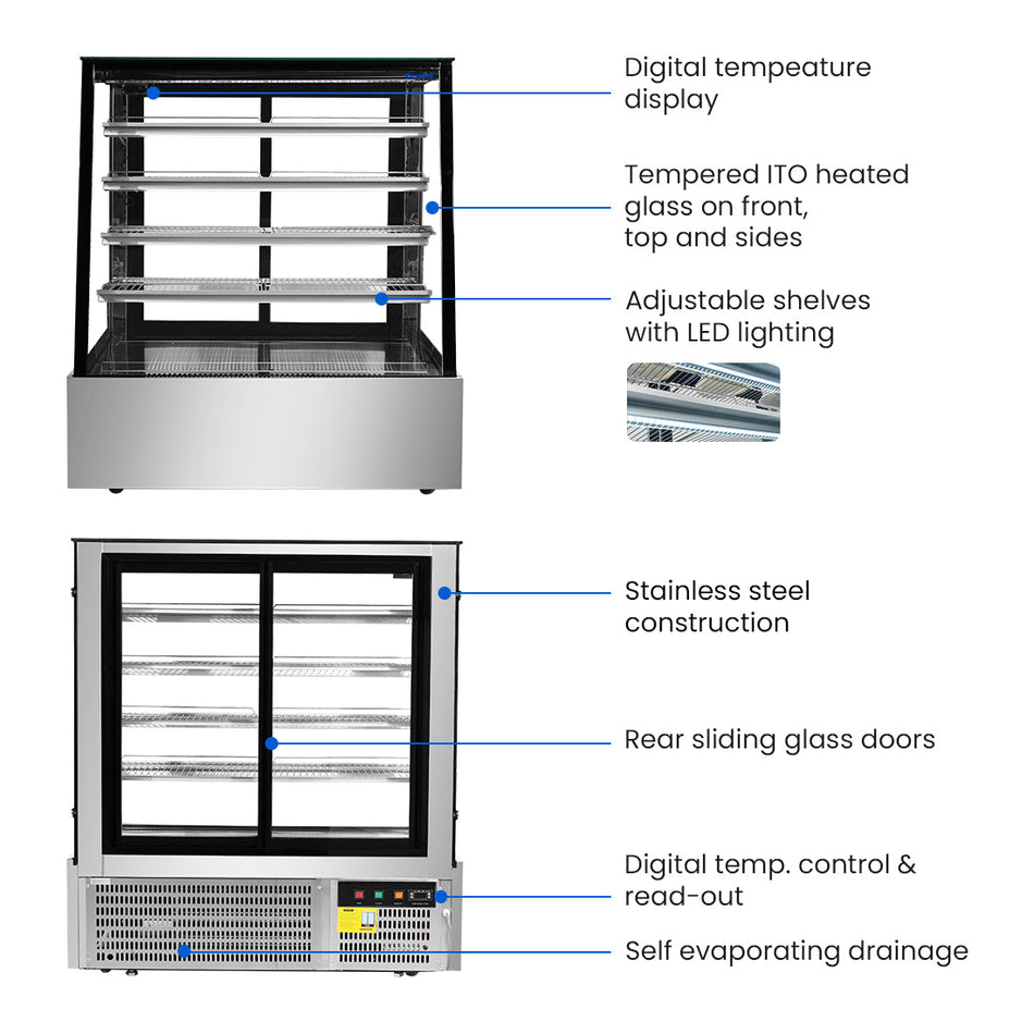 Bonvue 570L Deluxe Chilled Cake Display Cabinet Fridge SLP840C - Commercial Kitchen Appliances