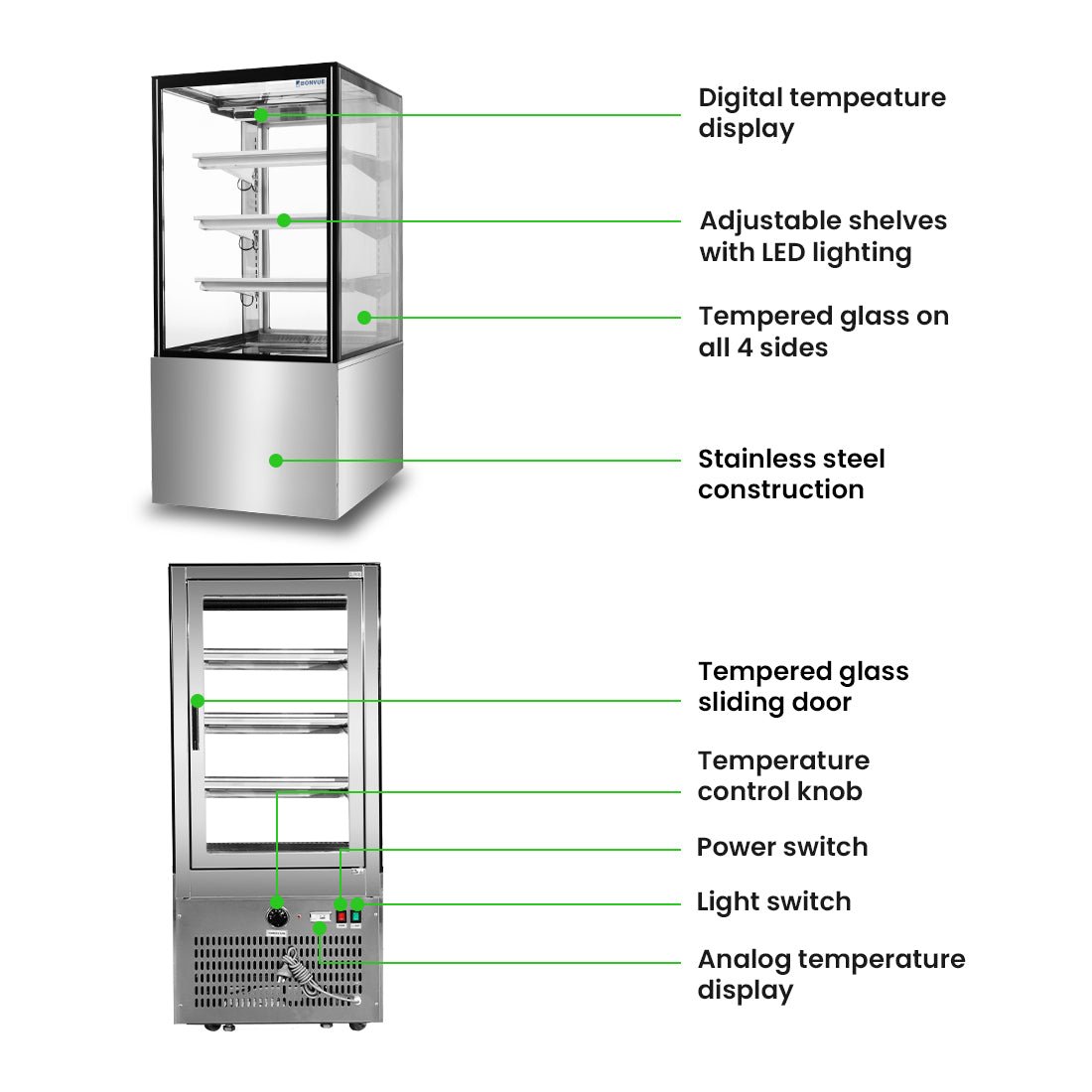 Bonvue 600mm Heated Display Cabinet - H - SF820V - Commercial Kitchen Appliances