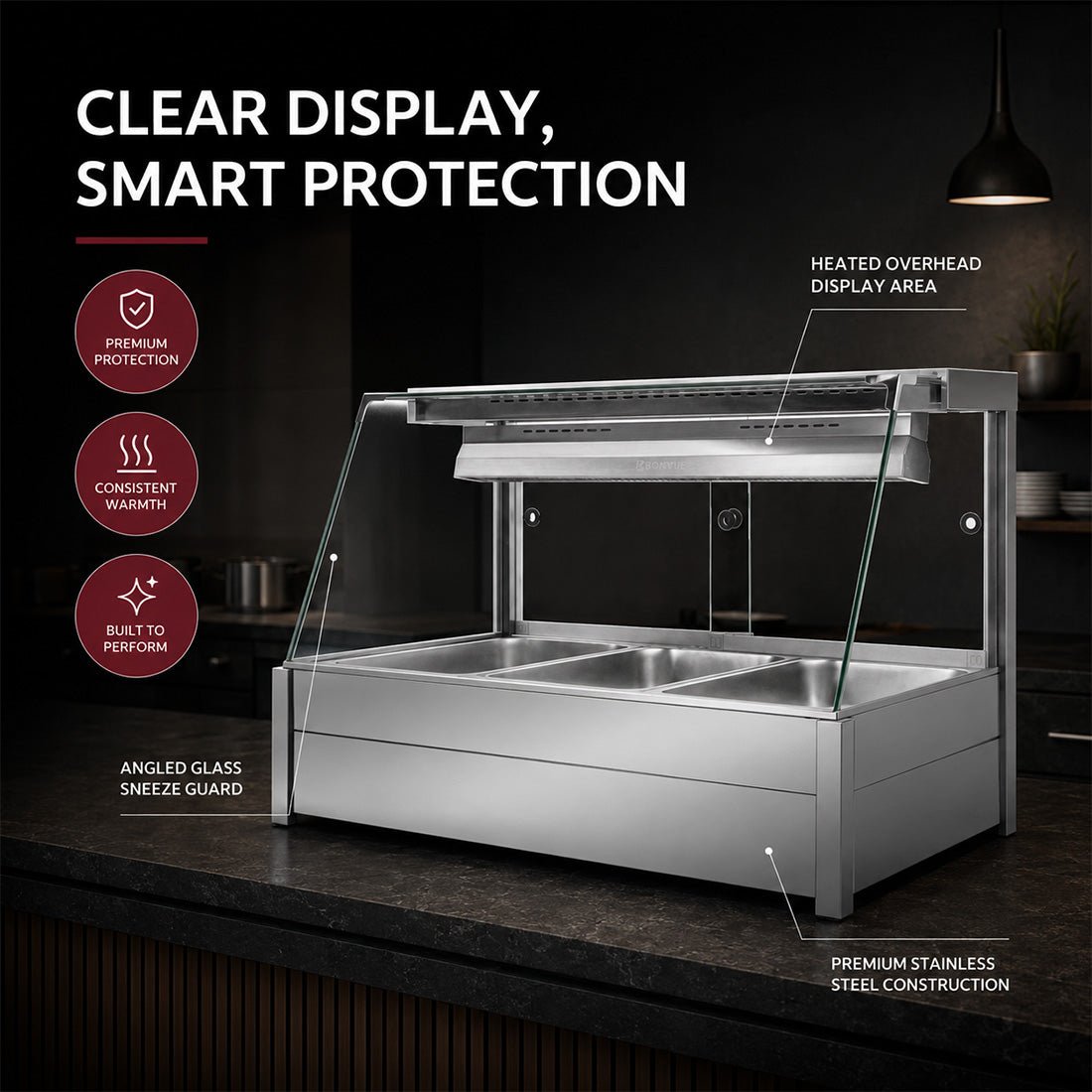 Bonvue Angled Countertop Wet and Dry Bain Marie BM11TC - Commercial Kitchen Appliances
