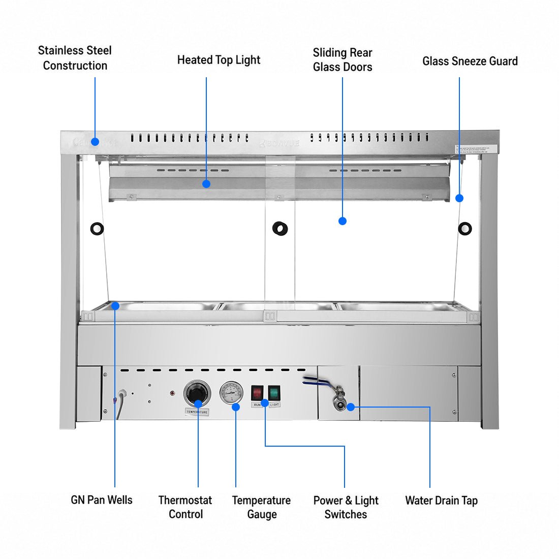 Bonvue Angled Countertop Wet and Dry Bain Marie BM11TC - Commercial Kitchen Appliances