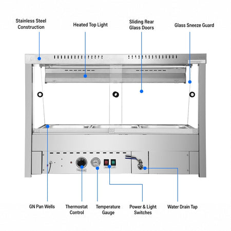 Bonvue Angled Countertop Wet and Dry Bain Marie BM11TC - Commercial Kitchen Appliances