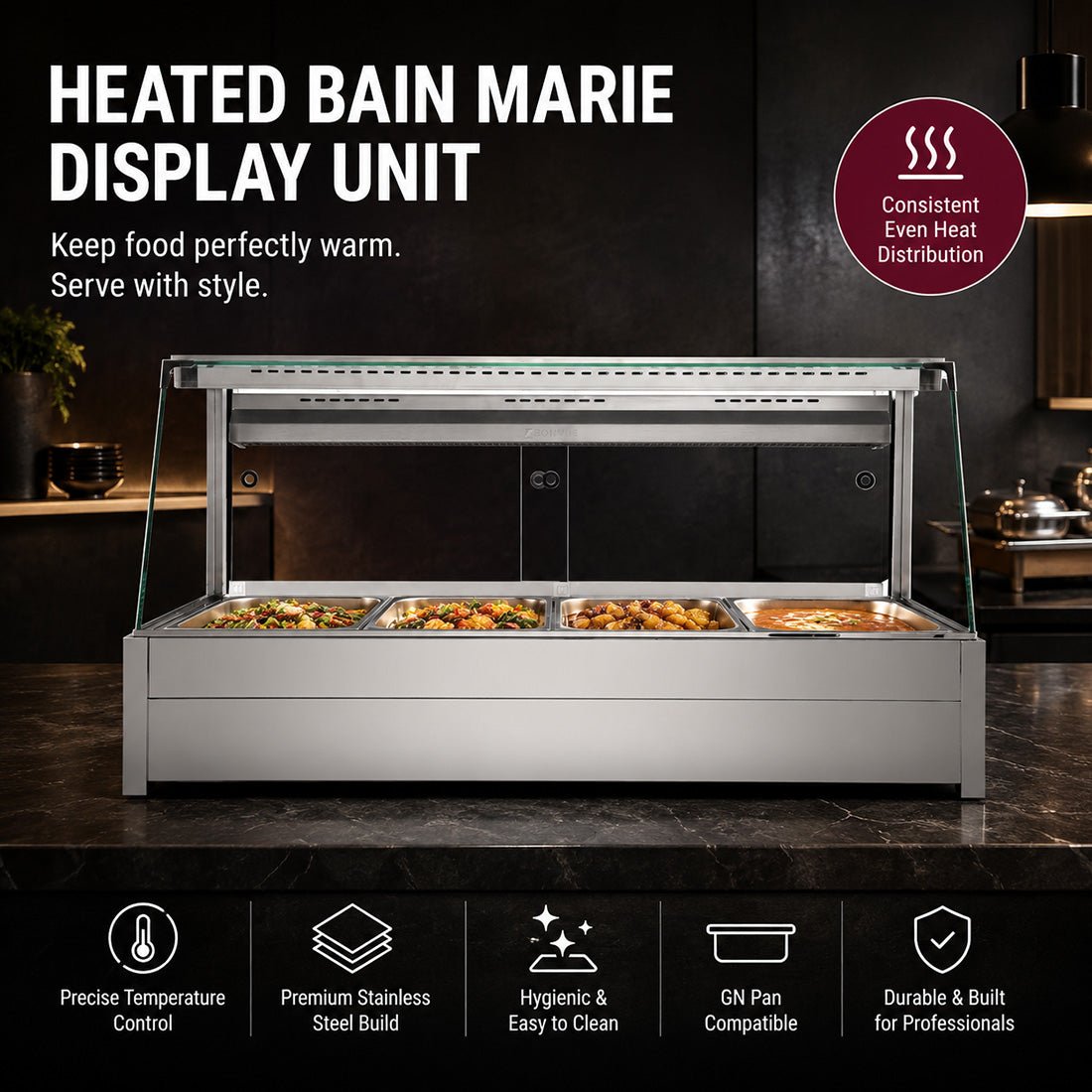 Bonvue Angled Countertop Wet and Dry Bain Marie BM14TC - Commercial Kitchen Appliances