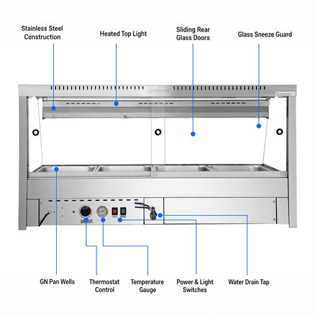 Bonvue Angled Countertop Wet and Dry Bain Marie BM14TC - Commercial Kitchen Appliances