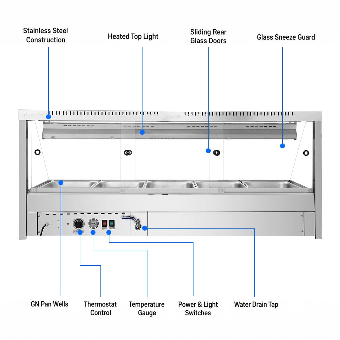 Bonvue Angled Countertop Wet and Dry Bain Marie BM17TC - Commercial Kitchen Appliances