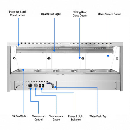Bonvue Angled Countertop Wet and Dry Bain Marie BM17TC - Commercial Kitchen Appliances