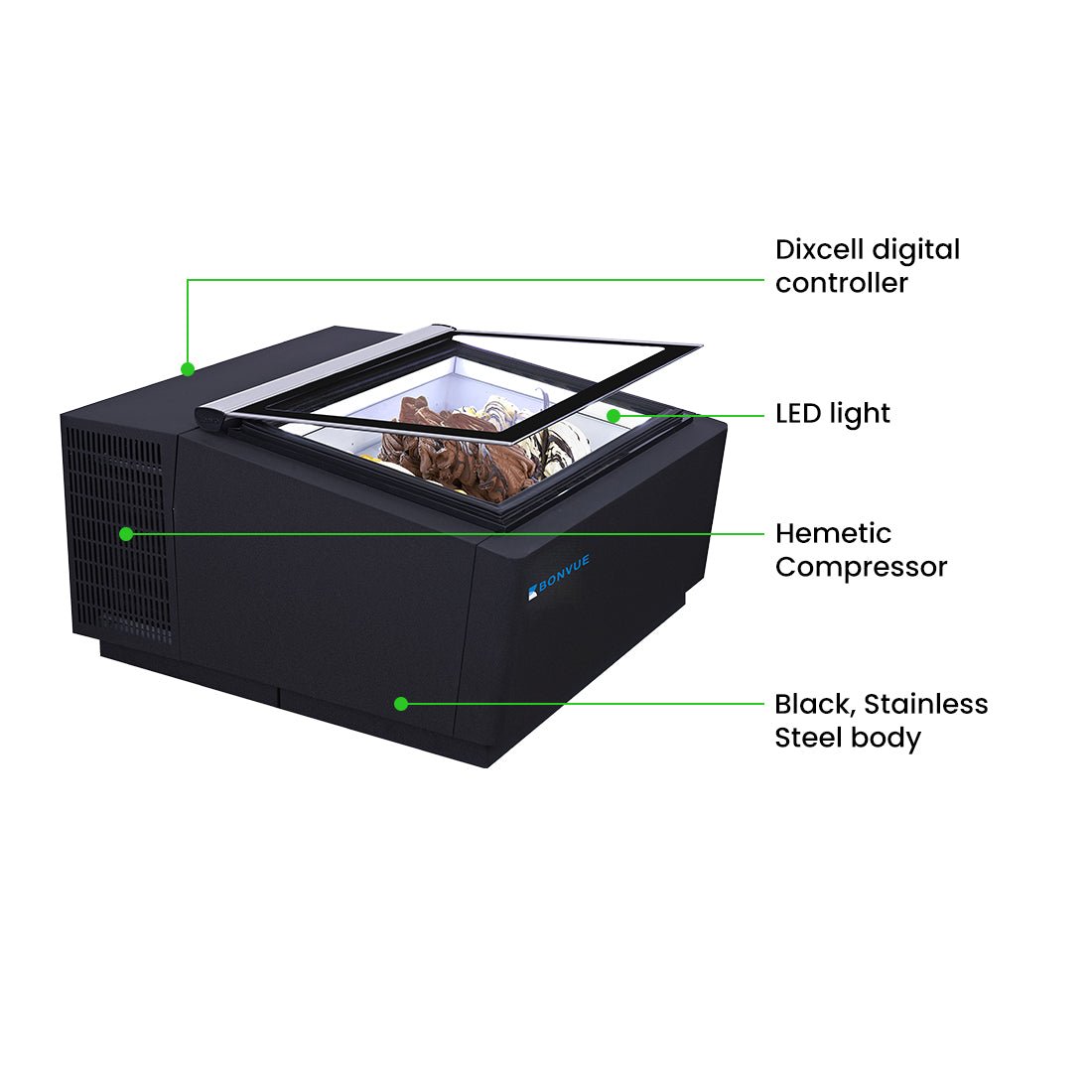 Bonvue Bench Top Gelato / Ice cream Display Showcase CGD - 03B - Commercial Kitchen Appliances