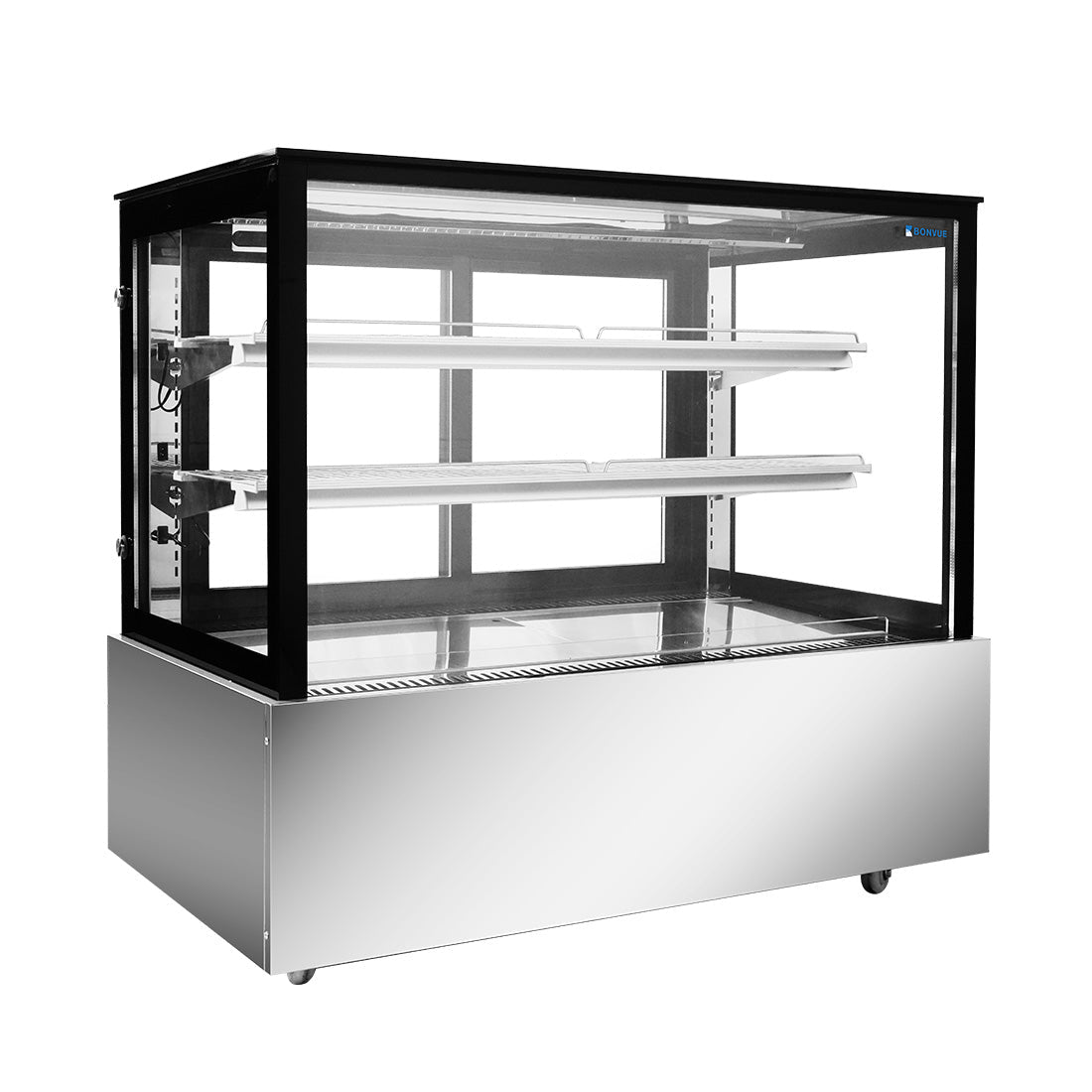 Bonvue Black Trim Square Glass Cake Display 2 Shelves 1200X700X1100 SSU120 - 2XB - Commercial Kitchen Appliances