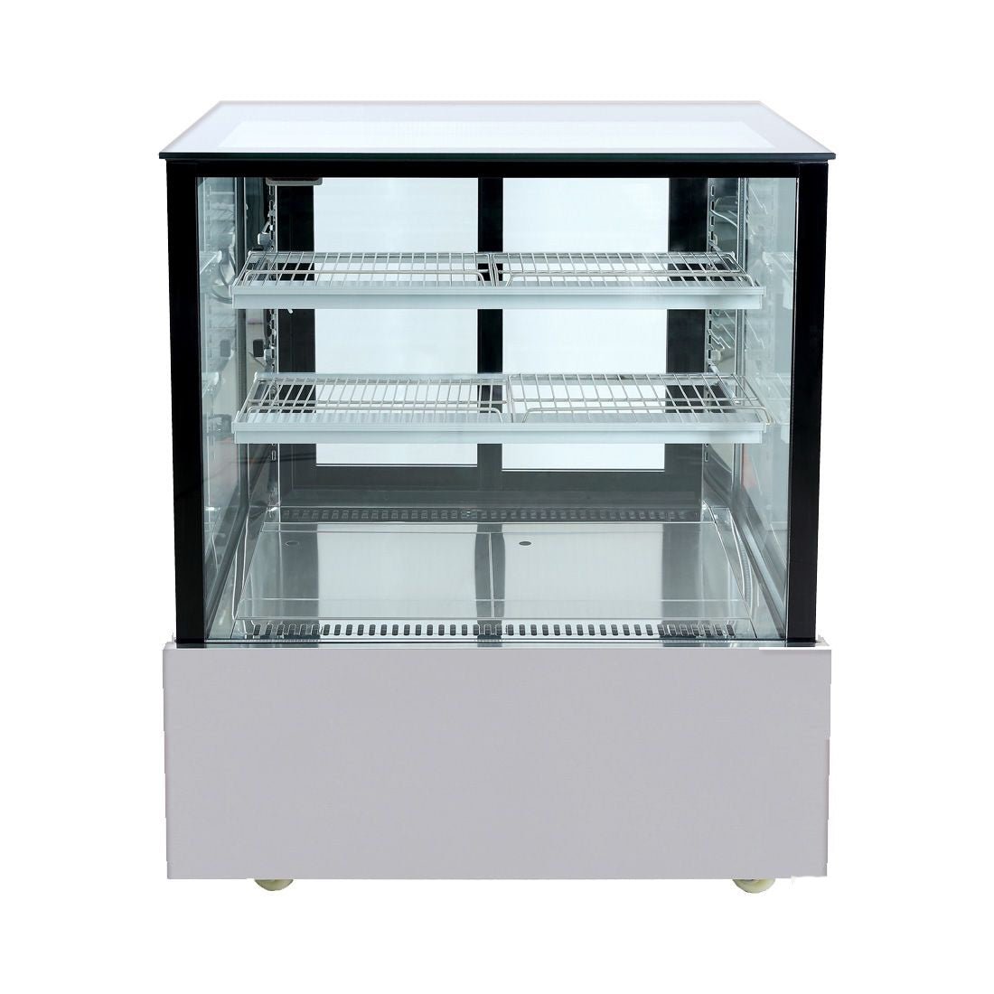 Bonvue Black Trim Square Glass Cake Display 2 Shelves SSU90 - 2XB - Commercial Kitchen Appliances