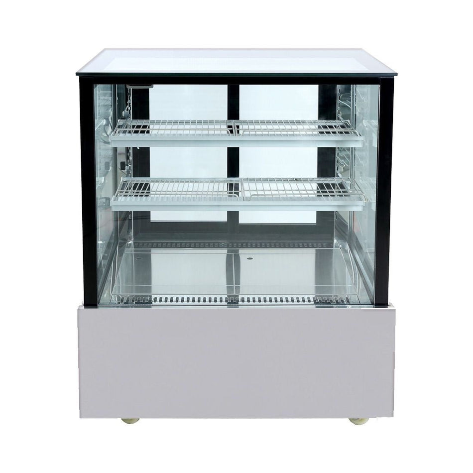 Bonvue Black Trim Square Glass Cake Display 2 Shelves SSU90 - 2XB - Commercial Kitchen Appliances