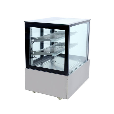 Bonvue Black Trim Square Glass Cake Display 2 Shelves SSU90 - 2XB - Commercial Kitchen Appliances