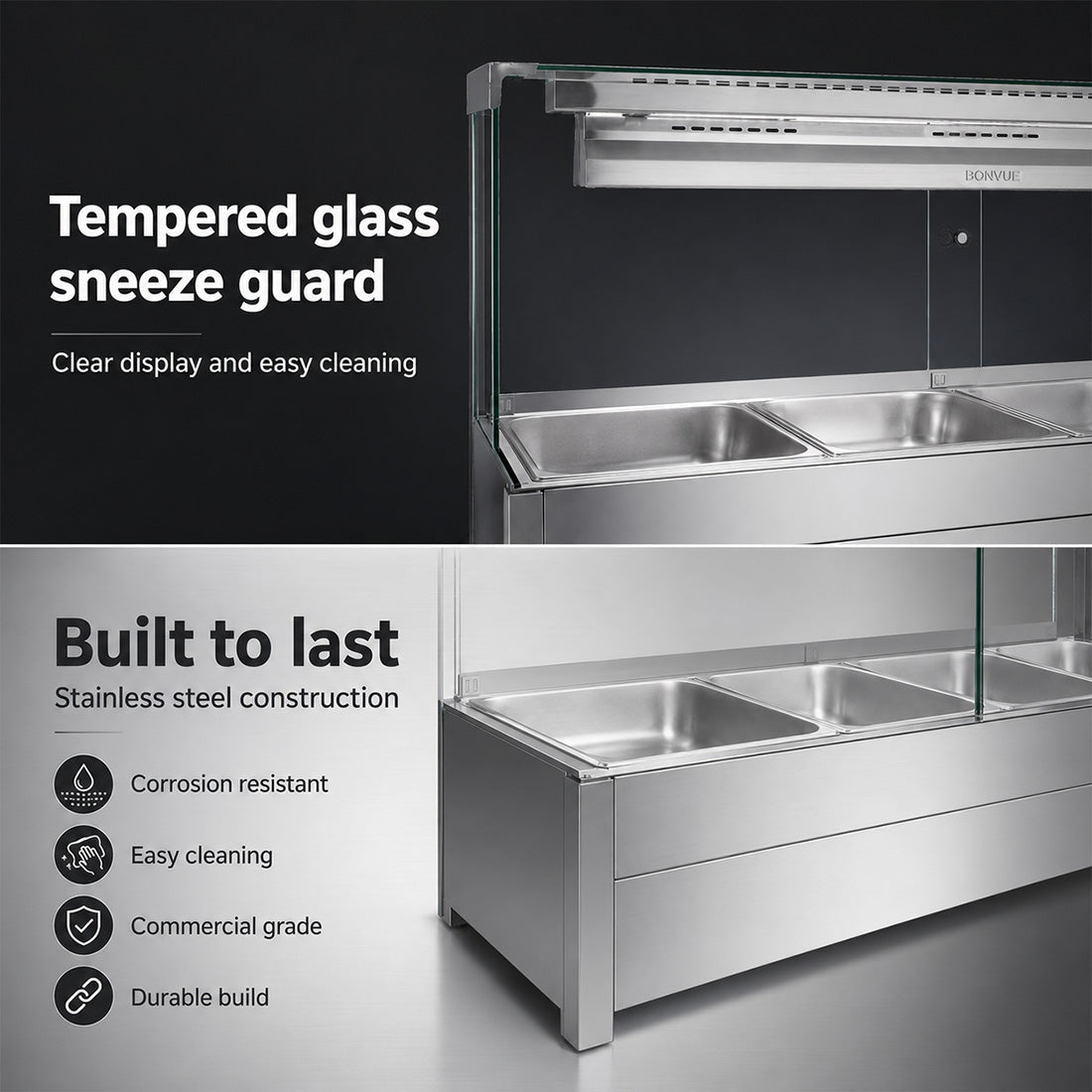 Bonvue Square Countertop Wet and Dry Bain Marie BM14SC - Commercial Kitchen Appliances