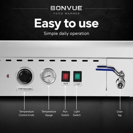 Bonvue Square Countertop Wet and Dry Bain Marie BM14SC - Commercial Kitchen Appliances