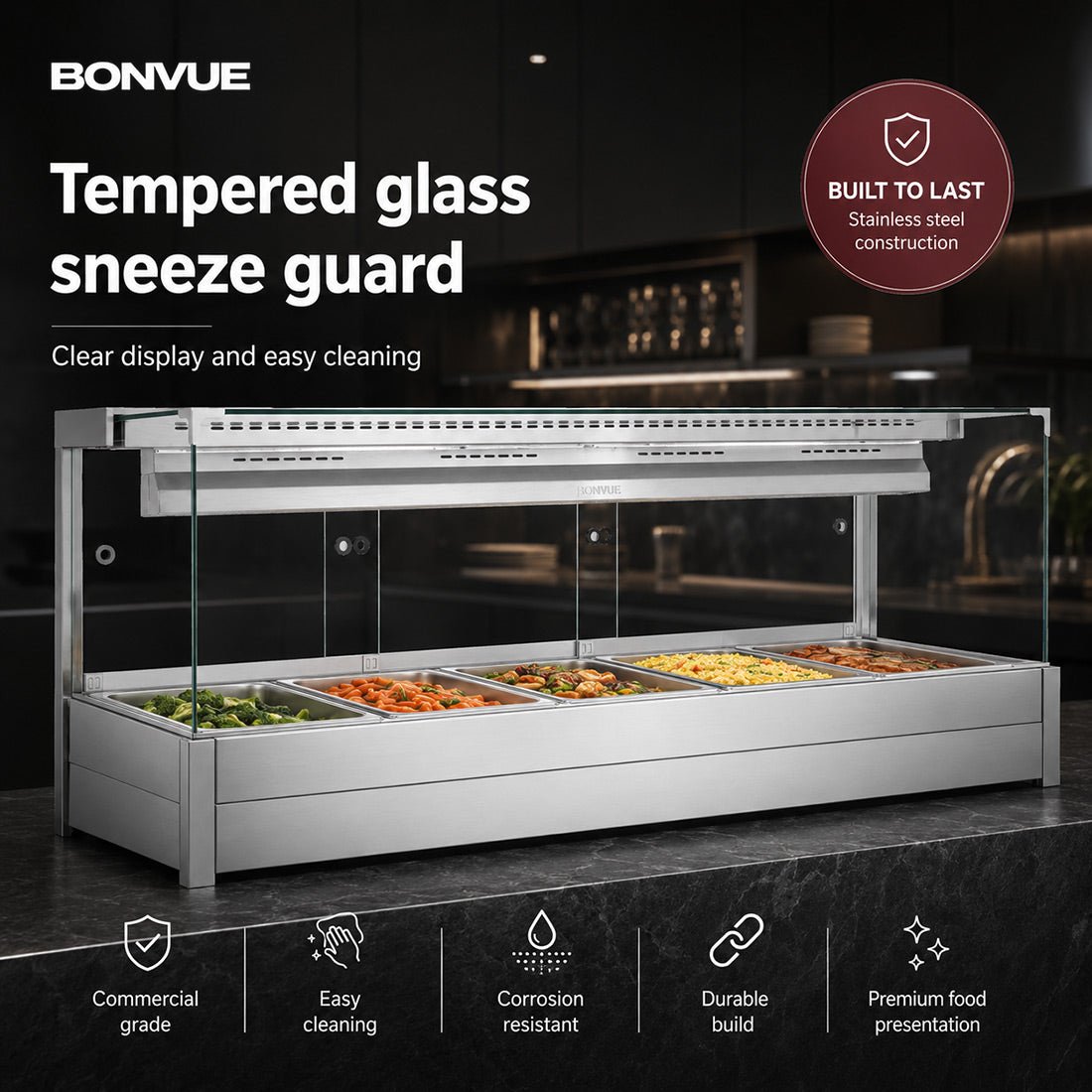 Bonvue Square Countertop Wet and Dry Bain Marie BM17SC - Commercial Kitchen Appliances
