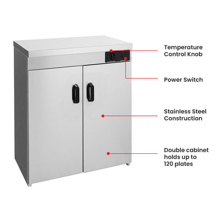 Bonvue Stainless Steel Double Cabinet Plate Warmer 120 Plates PW-DE - Commercial Kitchen Appliances
