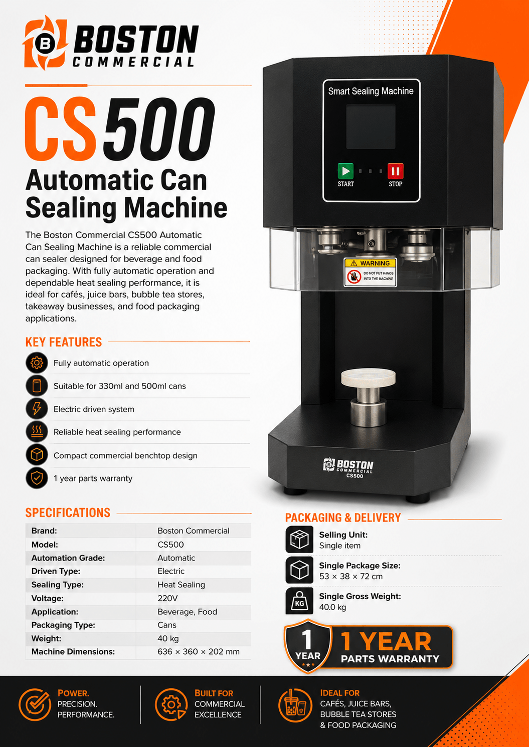 Boston Commercial Automatic Can Sealing Machine CS500 - Commercial Kitchen Appliances