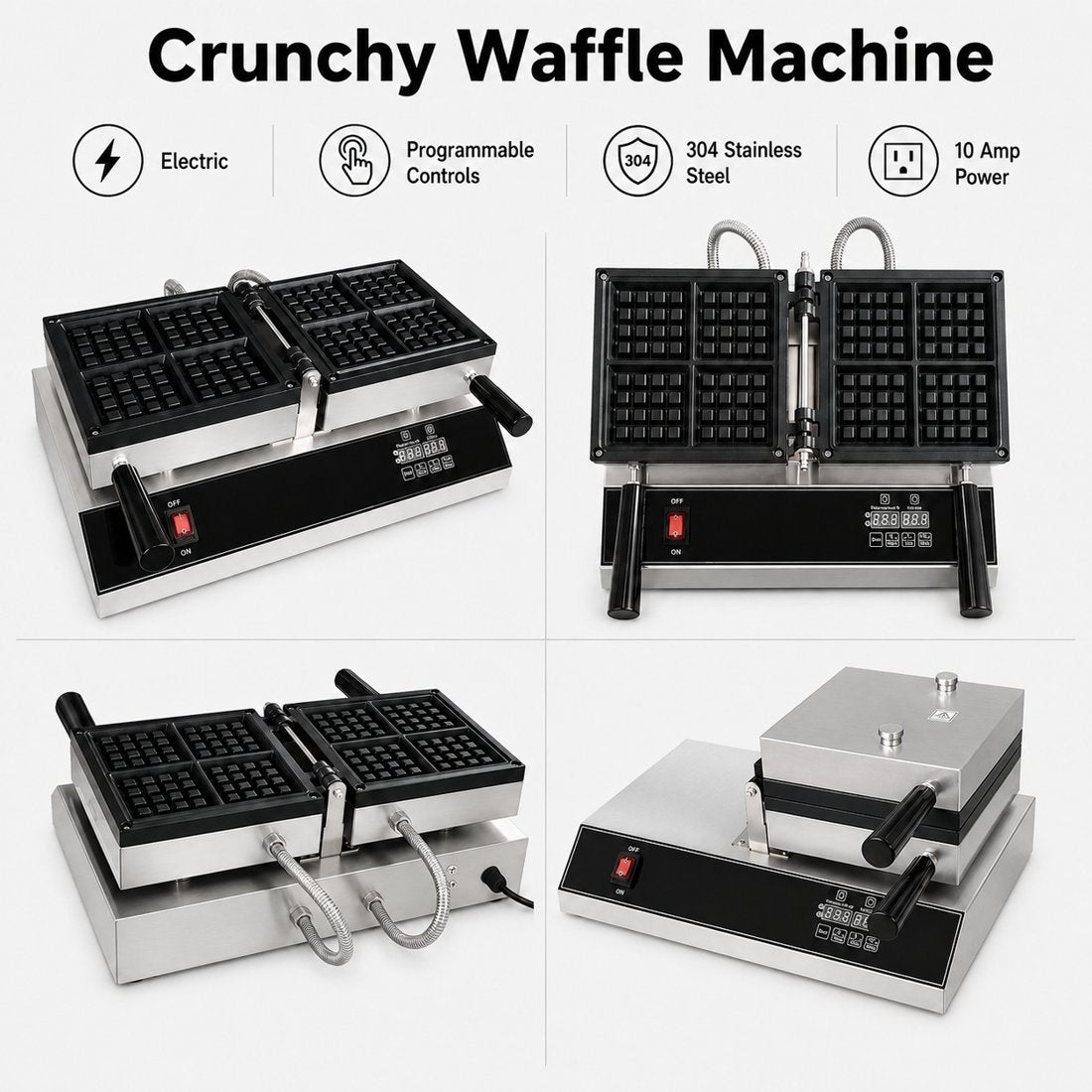 Boston Commercial Crunchy Waffle Machine CW2201B - D - Commercial Kitchen Appliances