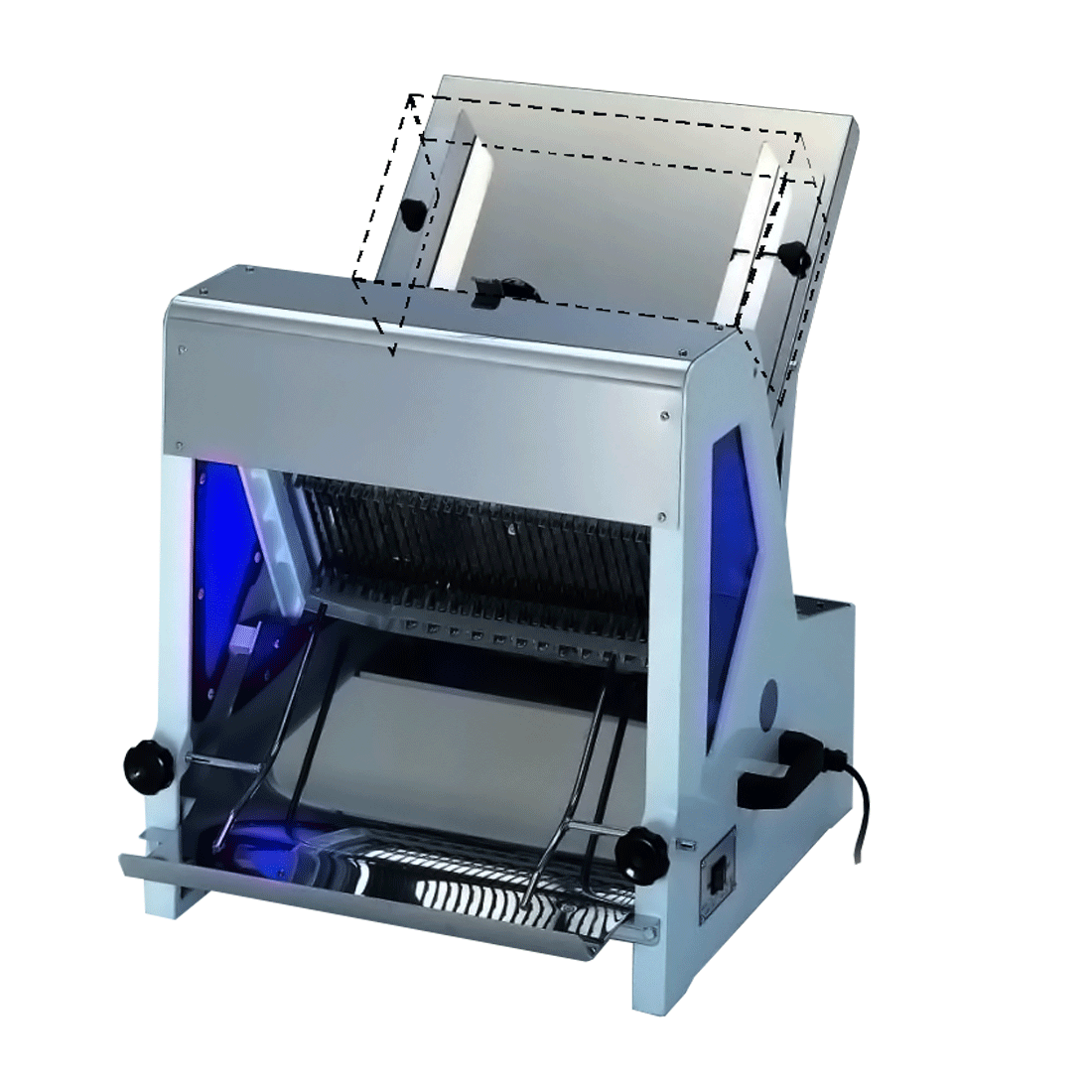 Baker Max JSL-31M bench bread slicer — front view with acrylic guard