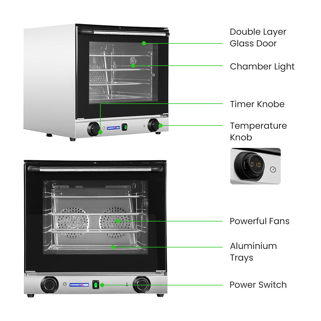 Convect Max YXD-1DI convection oven — digital control panel close-up