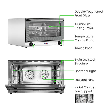ConvectMax Heavy Duty Stainless Steel 240V/15A Convection Oven YXD - 8A - 3E - Commercial Kitchen Appliances