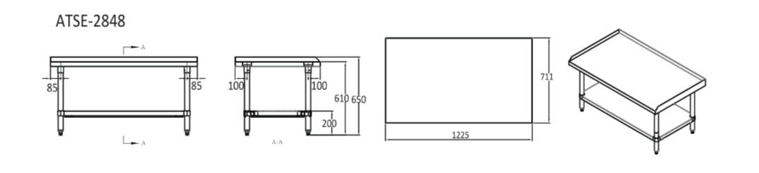 CookRite 1225mm Stainless steel Stand ATSE - 2848 - Commercial Kitchen Appliances