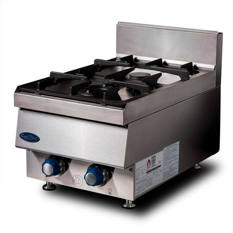 CookRite AT65G2B-C 2 Burner Countertop Gas Cooktop 400mm NG/LPG - Commercial Kitchen Appliances