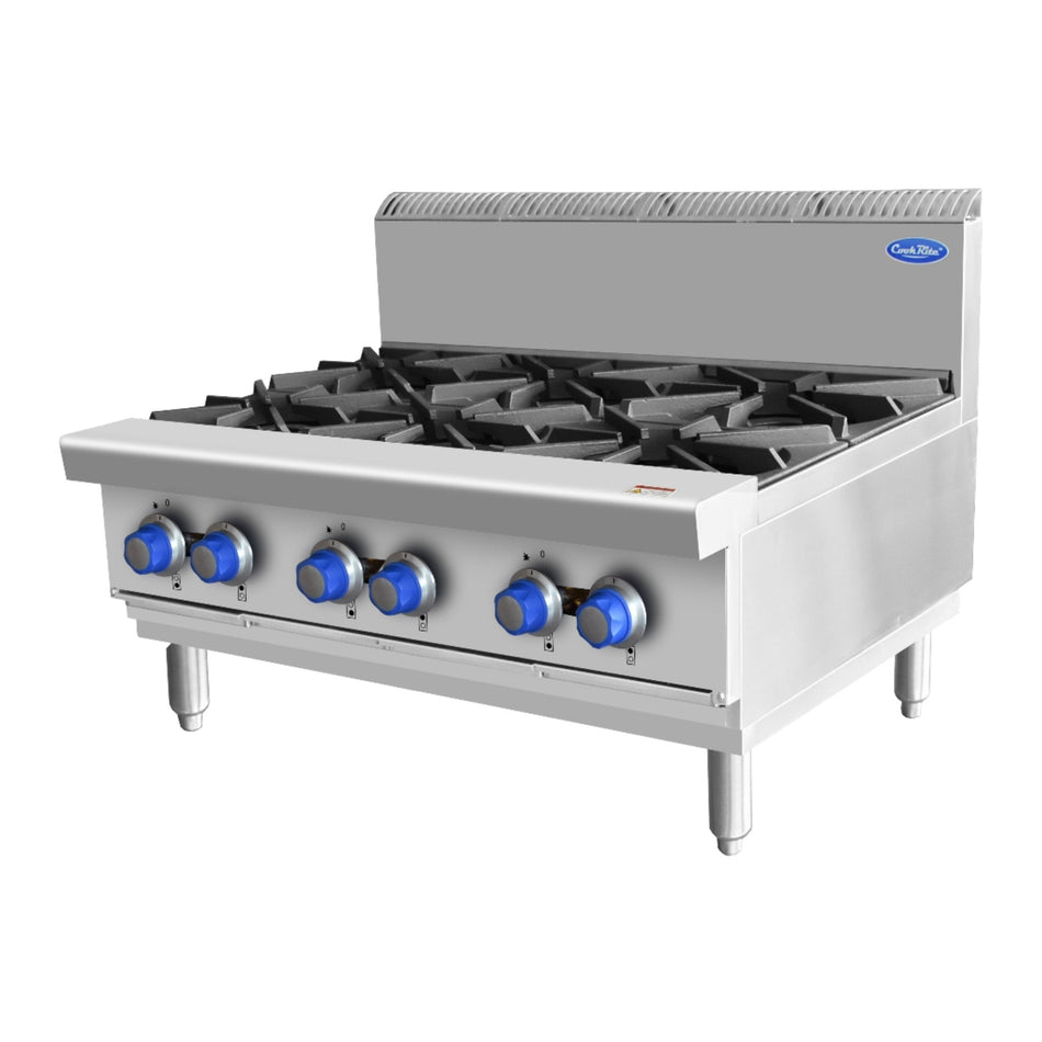 CookRite Countertop Gas Cooktop 6 Burners Stove AT80G6B - C - Commercial Kitchen Appliances