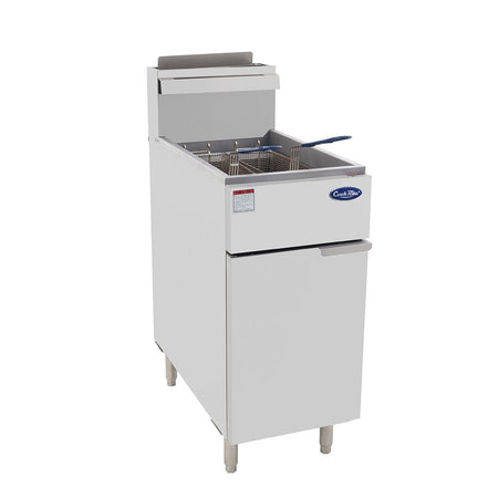 Cookrite ATFS-40 3-tube gas deep fryer — front view with baskets