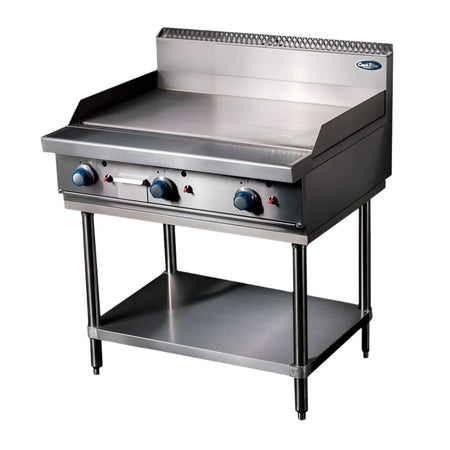 Cookrite AT80G9G 900mm LPG gas griddle with stand — front view