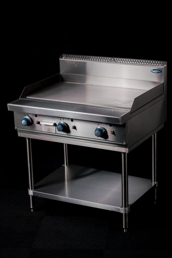 Cookrite AT80G9G gas griddle — 16mm hotplate cooking surface close-up