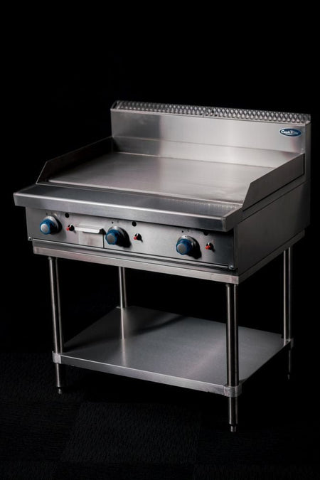 Cookrite AT80G9G gas griddle — 16mm hotplate cooking surface close-up