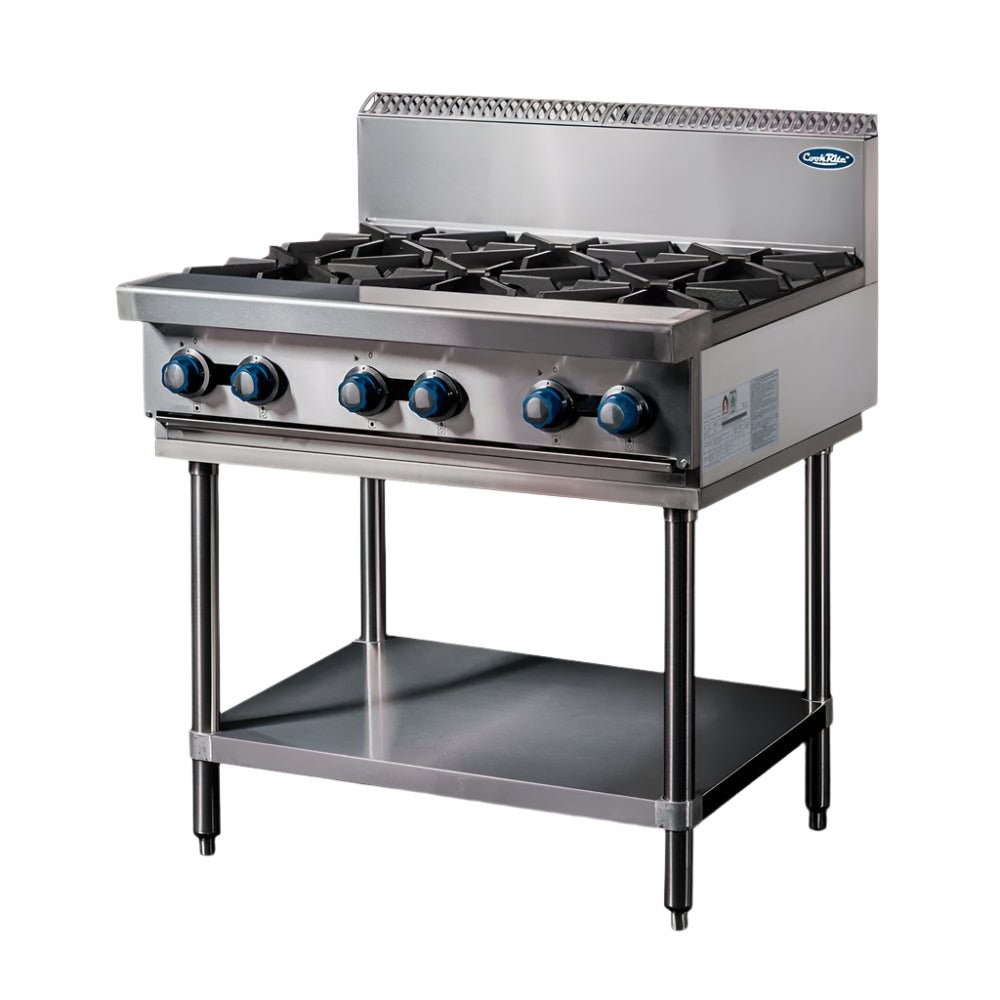 CookRite Freestanding Gas Cooktop 6 Burners Stove with Stand AT80G6B - F - Commercial Kitchen Appliances