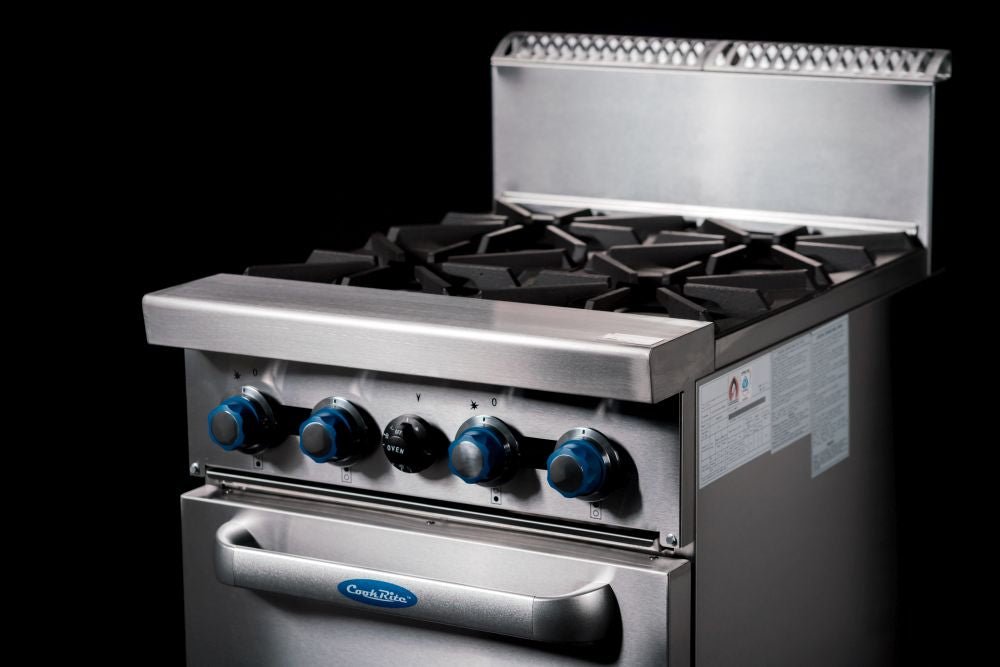 CookRite Freestanding Gas Stove 4 Burners Cooktop With Oven AT80G4B - O - Commercial Kitchen Appliances